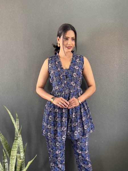 Elegant Printed V Neck Co Ord Set for Office   Casual Wear Co-Ords