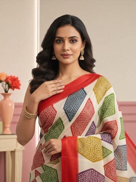 Elegant Satin Bandhni Printed Party wear Saree Printed Sarees