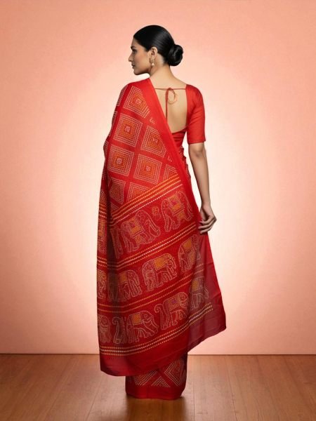 Elegant Satin Bandhni Printed Party wear Saree Printed Sarees