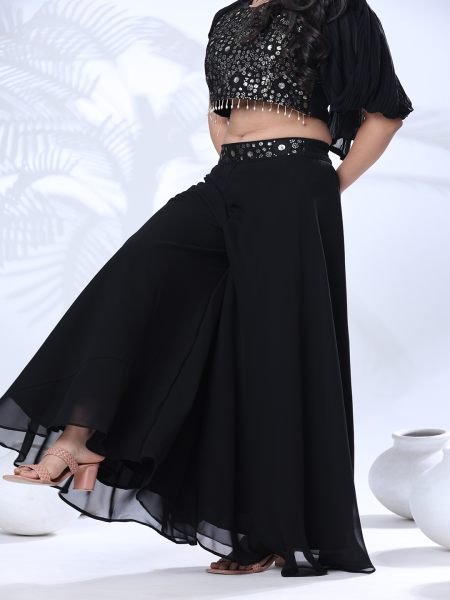 Embroidery Sequence Georgette Designer Black Outfit Designer Outfit