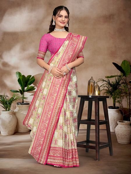 Exquisite Pink Pure Silk Woven Patola Festive Saree Sale