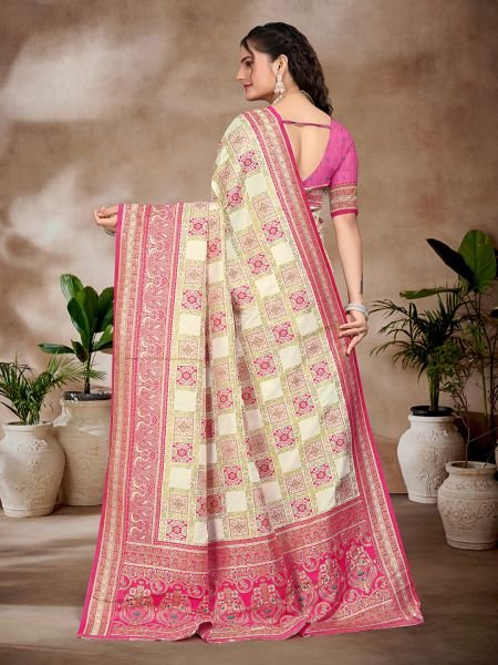 Exquisite Pink Pure Silk Woven Patola Festive Saree Designer Sarees