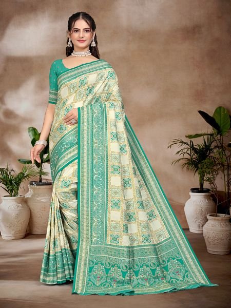 Exquisite Rama Pure Silk Woven Patola Festive Saree Designer Sarees