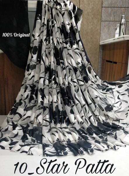 Floral Print Georgette Saree with Satin Border
