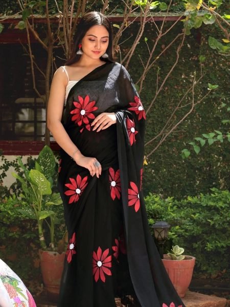 Floral Print Handloom Pure Cotton Saree with Unstitched Blouse Piece Printed Sarees