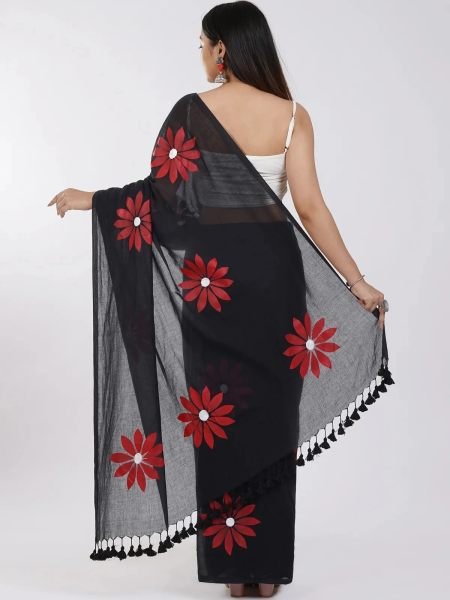 Floral Print Handloom Pure Cotton Saree with Unstitched Blouse Piece Printed Sarees