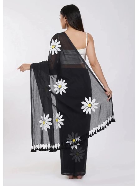 Floral Print Handloom Pure Cotton Saree with Unstitched Blouse Piece Printed Sarees