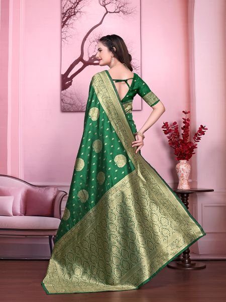 Floral Print Ready to Wear Banarasi Jacquard Party Saree with Unstitched Blouse Ready To Wear Sarees