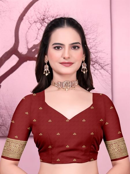Floral Print Ready to Wear Banarasi Jacquard Party Saree with Unstitched Blouse Ready To Wear Sarees