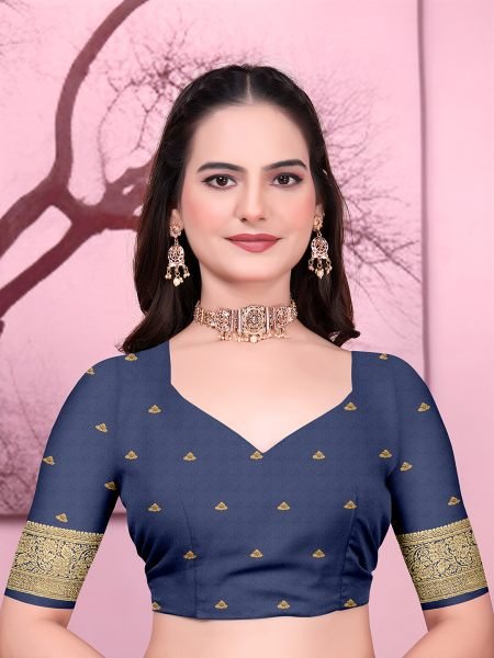 Floral Print Ready to Wear Banarasi Jacquard Party Saree with Unstitched Blouse Ready To Wear Sarees