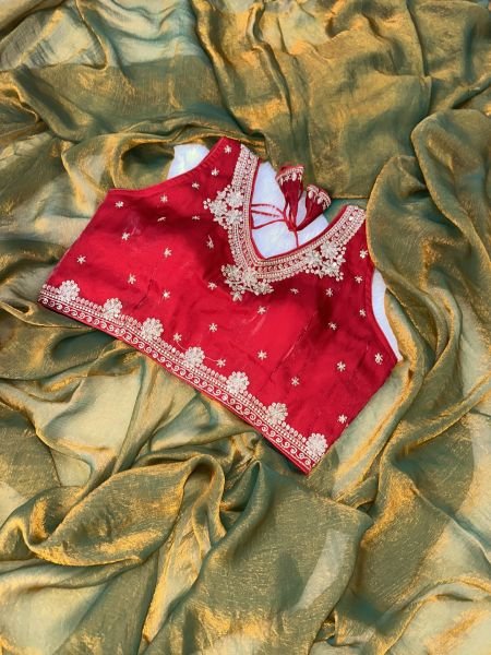 Frendy Chiffon Two Tone Saree with Readymade Blouse Daily Deals