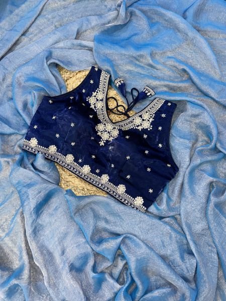 Frendy Chiffon Two Tone Saree with Readymade Blouse Daily Deals