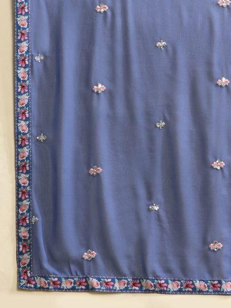 Georgette Embroidery With Sequence A line Blue Kurta Set Kurta Sets