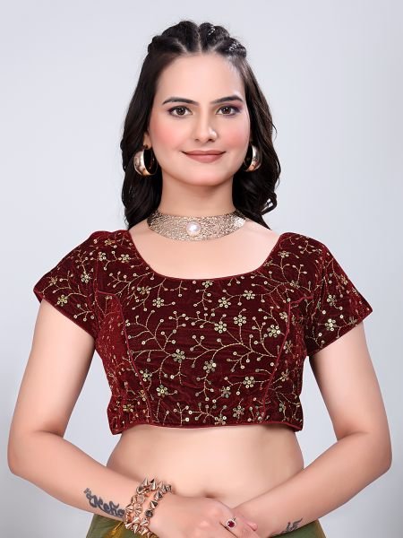Gold Lace Rama Two Tone Fancy Chiffon Silk Saree With Stitched Blouse Designer Sarees