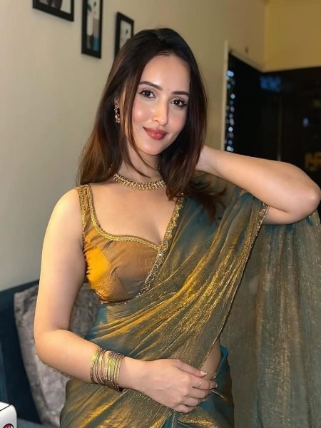 Gold   Rama Two Tone Soft Fancy Chiffon Silk Saree Designer Sarees