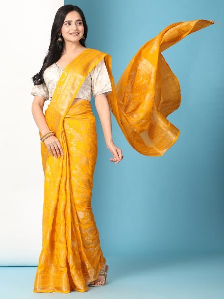 Gold Ready to Wear Pure Banarasi Georgette Saree Ready To Wear Sarees