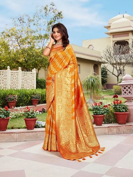 Gold Woven Jacquard Kanjivaram Pure Silk Saree Banarasi Sarees