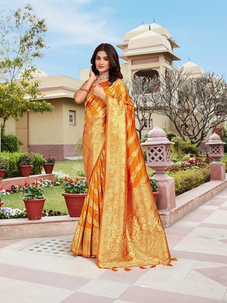 Gold Woven Jacquard Kanjivaram Pure Silk Saree Banarasi Sarees