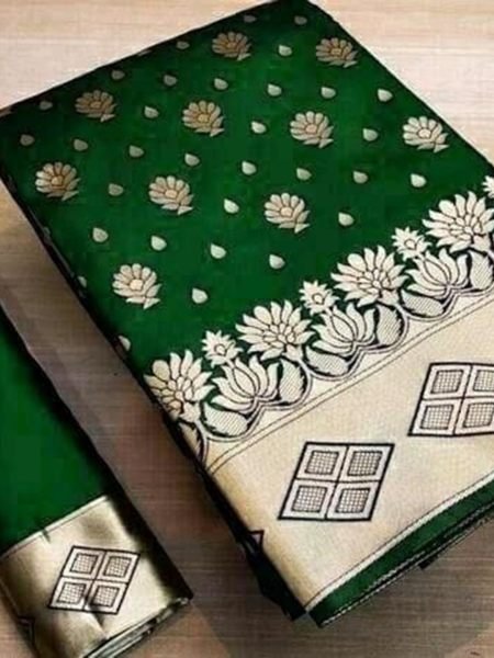 Green Banarasi Pure Silk Saree with Gold Zari for Weddings Sale