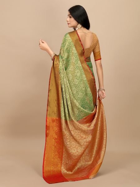Green Pattu Silk Fabric Jacquard Woven Kanjivaram Dharmavaram Styles Kanjivaram Sarees