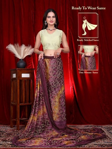 Heavy Chiffon Color Block Printed Ready to Wear Saree Daily Deals