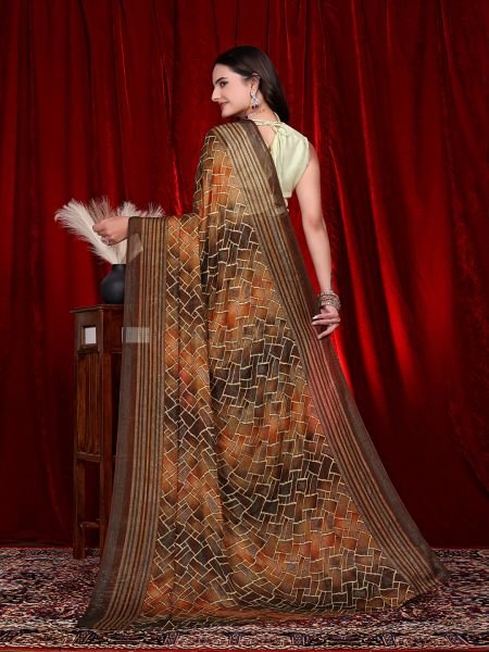 Heavy Chiffon Color Block Printed Ready to Wear Saree Ready To Wear Sarees