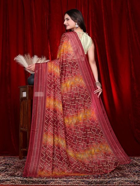 Heavy Chiffon Color Block Printed Ready to Wear Saree Ready To Wear Sarees