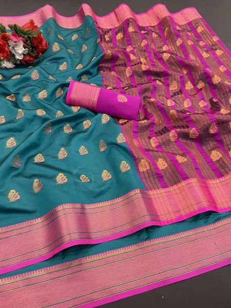Jacquard Pure Banarasi Silk Saree Daily Deals