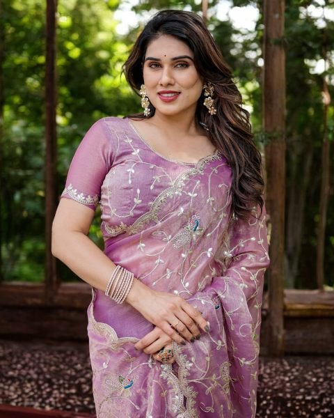 Jimmy Chu Embroidered Saree with Gotta Patti Work Designer Sarees
