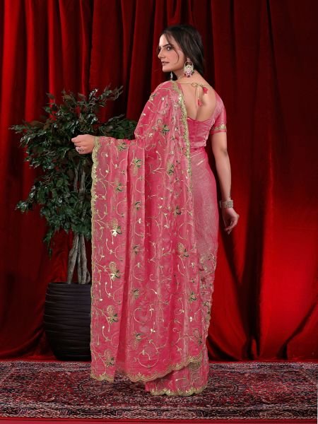 Jimmy Chu Embroidered Saree with Gotta Patti Work Designer Sarees