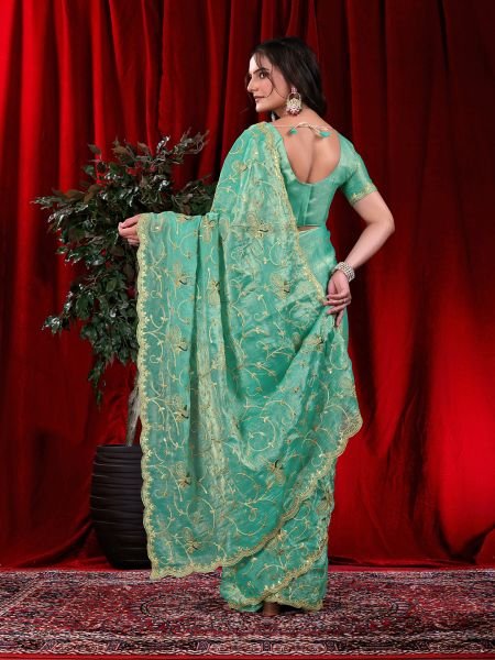 Jimmy Chu Embroidered Saree with Gotta Patti Work Designer Sarees