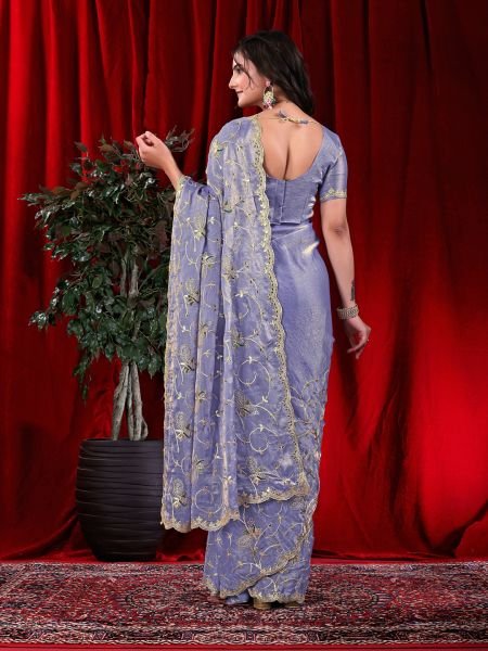Jimmy Chu Embroidered Saree with Gotta Patti Work Designer Sarees