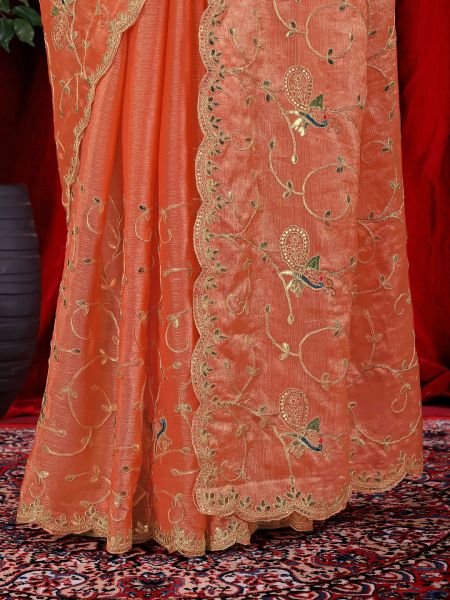 Jimmy Chu Embroidered Saree with Gotta Patti Work Designer Sarees