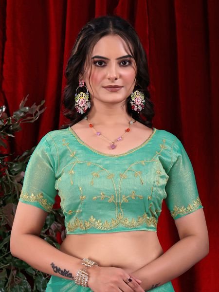 Jimmy Chu Embroidered Saree with Gotta Patti Work Designer Sarees