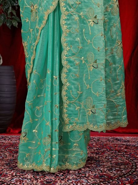 Jimmy Chu Embroidered Saree with Gotta Patti Work Designer Sarees