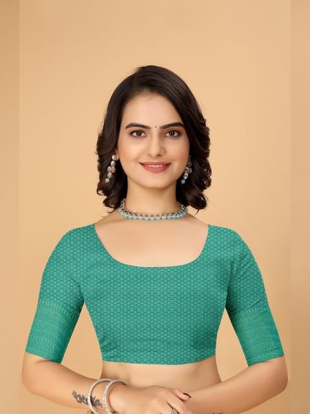 Kanjivaram Copper Zari Digital Print Rama Saree Kanjivaram Sarees