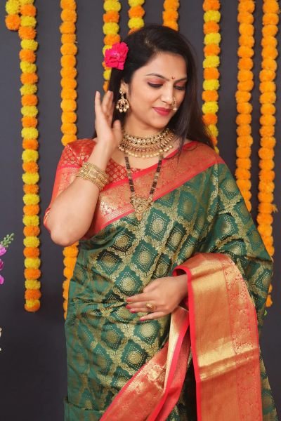 Kanjivaram Silk Saree with Rich Pallu with Unstitched Blouse Piece Kanjivaram Sarees