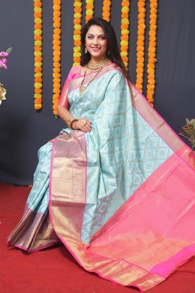 Kanjivaram Silk Saree with Rich Pallu with Unstitched Blouse Piece Kanjivaram Sarees