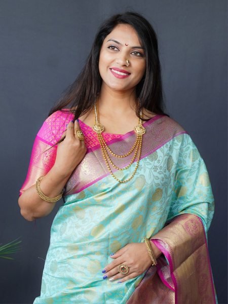 Kanjivaram Silk Saree with Rich Pallu with Unstitched Blouse Piece Kanjivaram Sarees