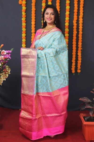 Kanjivaram Silk Saree with Rich Pallu with Unstitched Blouse Piece Kanjivaram Sarees
