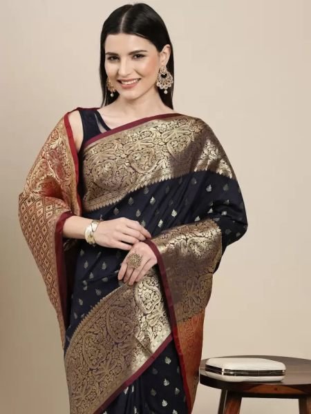 Kanjivaram Softy Copper Zari Black Saree Kanjivaram Sarees