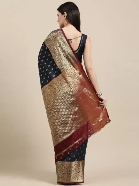 Kanjivaram Softy Copper Zari Black Saree Kanjivaram Sarees