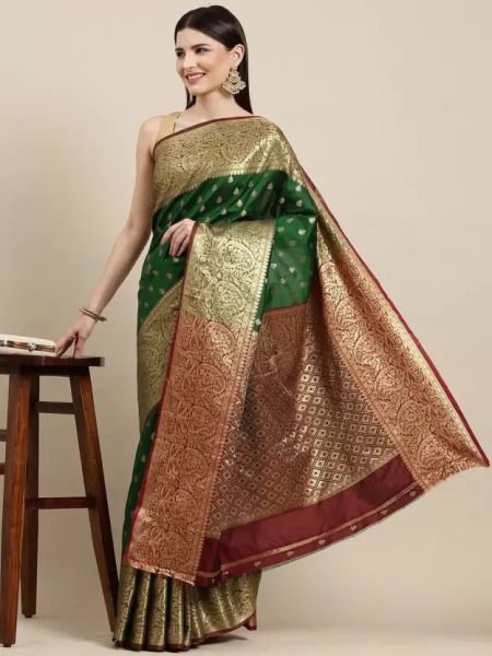 Kanjivaram Softy Copper Zari Green Saree Kanjivaram Sarees