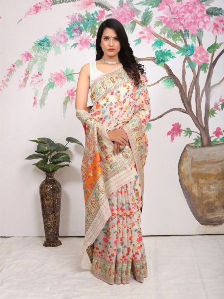 Kashmiri Pashmina Banarasi Cotton Silk Saree Banarasi Sarees