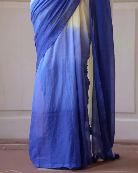 Multicolor Striped Cotton Linen Printed Saree Printed Sarees