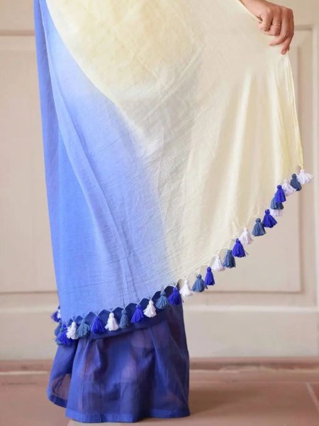 Multicolor Striped Cotton Linen Printed Saree Printed Sarees