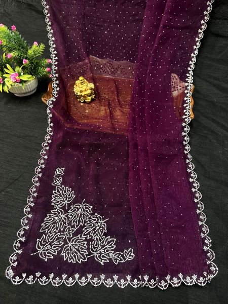 Zarkan Work Chiffon Saree for Women Saree