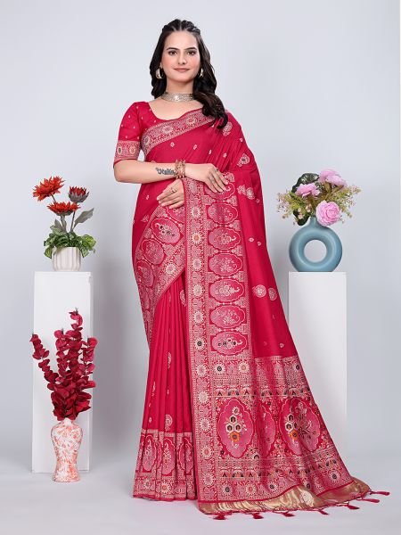 Patola Silk Saree with Traditional Pallu and Tassel Border Daily Deals