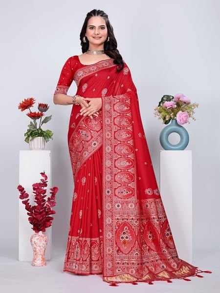 Patola Silk Saree with Traditional Pallu and Tassel Border Daily Deals