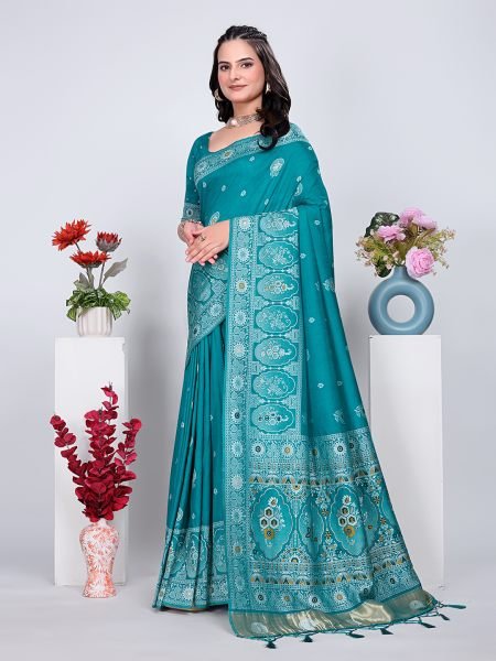 Patola Silk Saree with Traditional Pallu and Tassel Border Banarasi Sarees